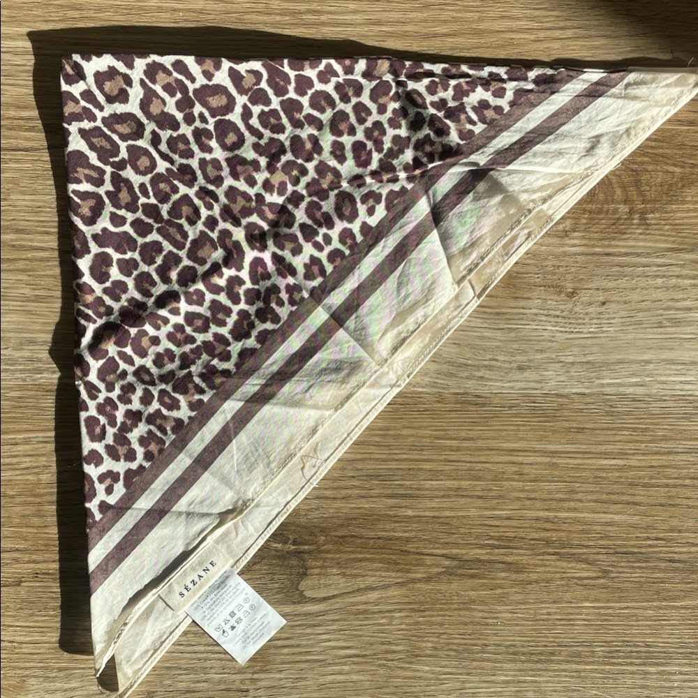 Sezane Leopard Print Scarf in Brown and Cream